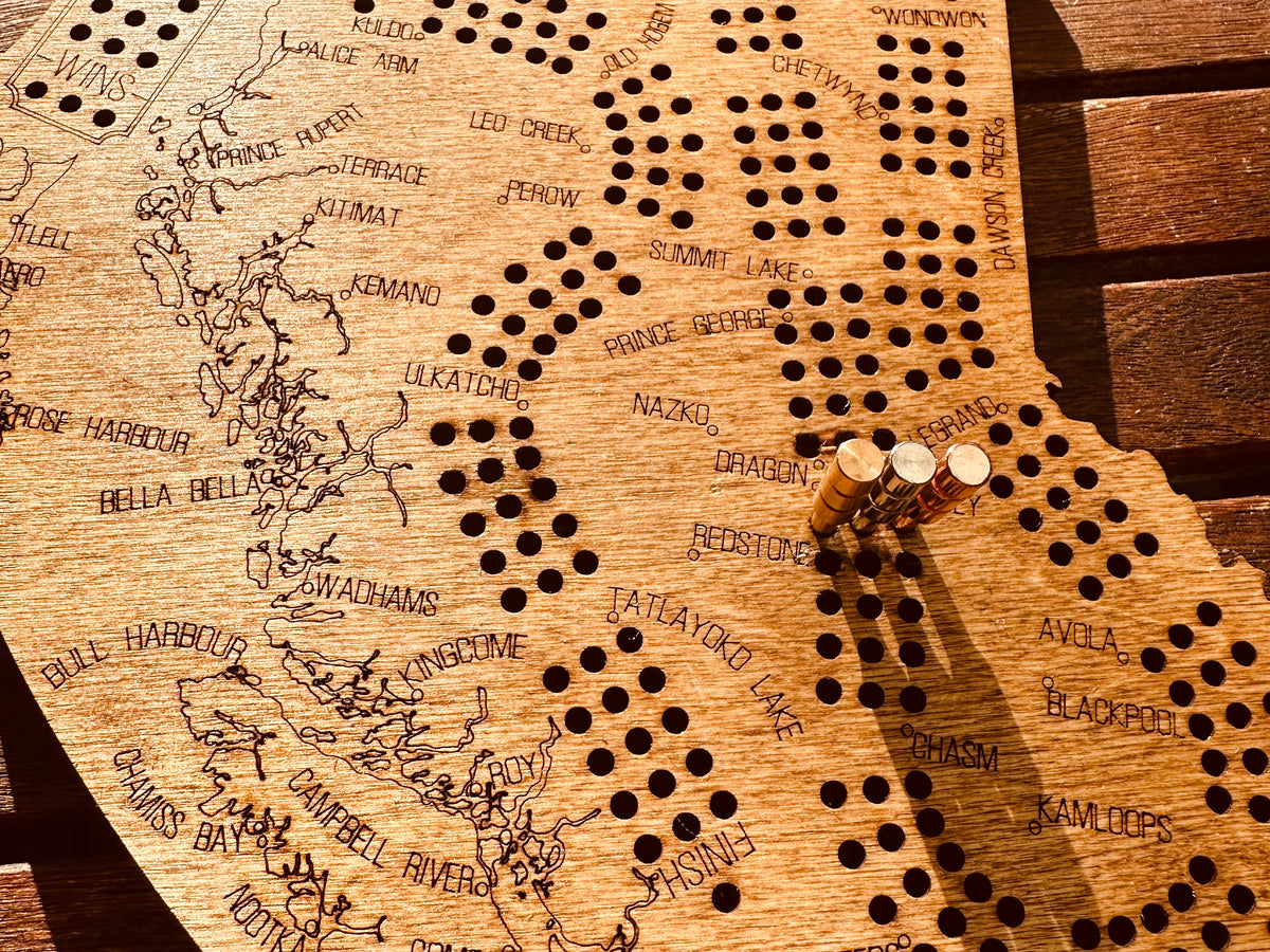 British Columbia Shaped Cribbage Board