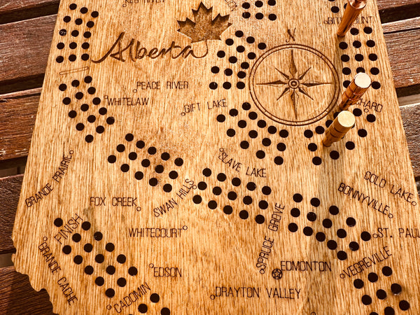 Alberta Shaped Cribbage Board