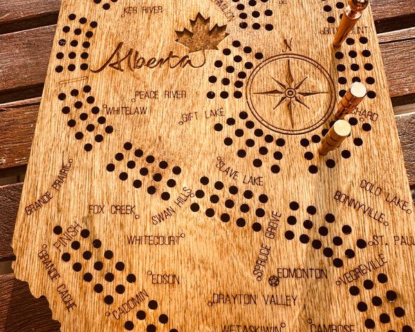 Alberta  Map Shaped Cribbage Board