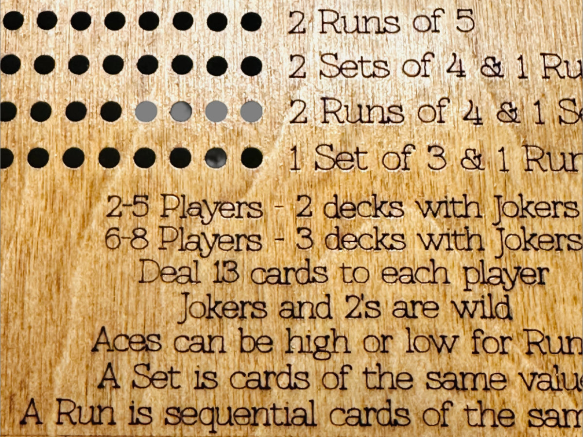 Personalized Frustration Rummy Scoreboard –8 Player- Compact & Travel-Friendly Wooden Game Board