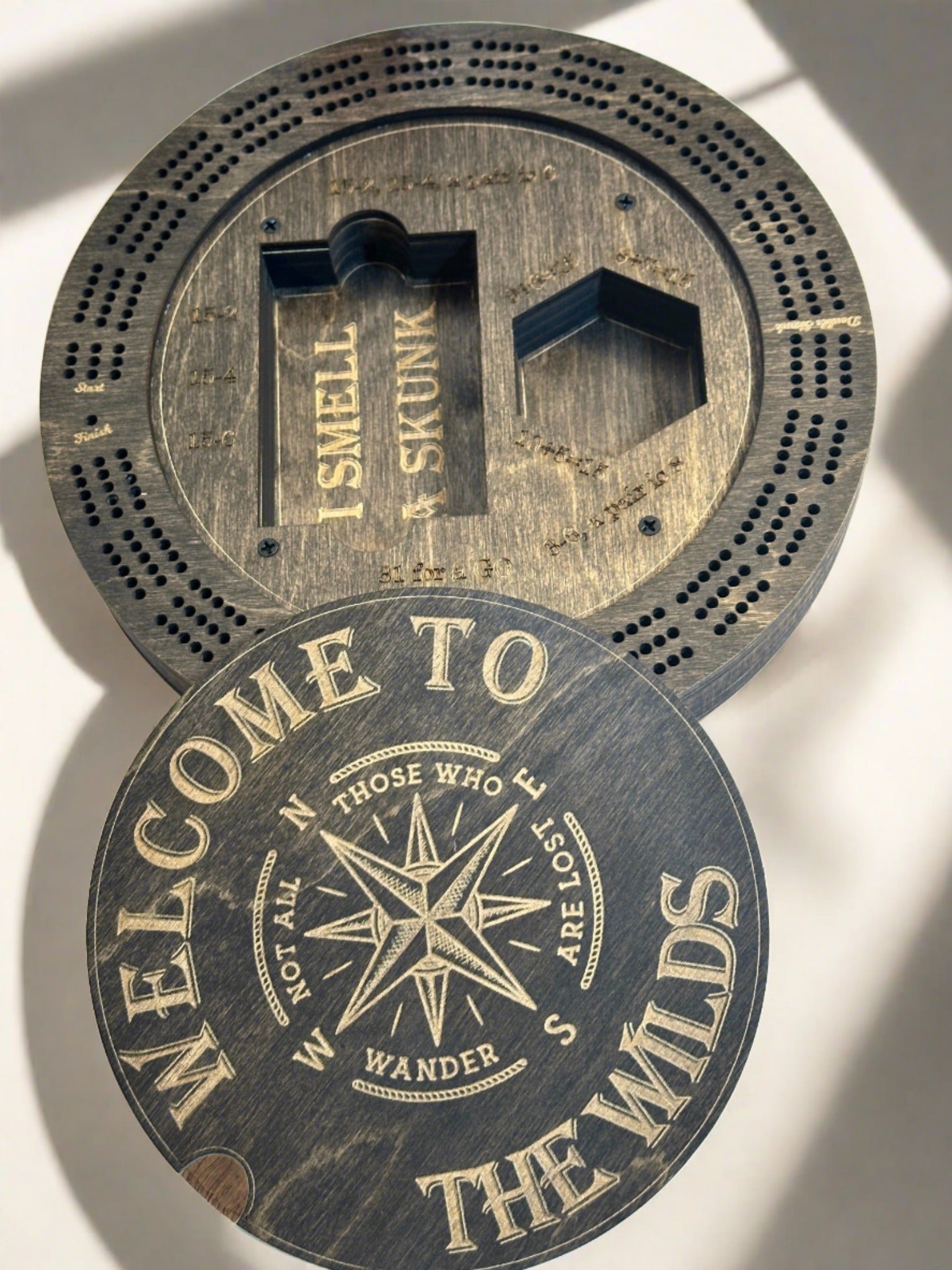 Personalized Round Cribbage Board for Gifts,10.75 in. Crib board ...