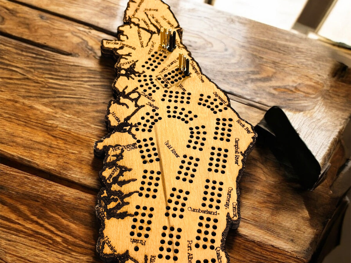 Vancouver Island Map Cribbage Board