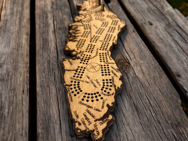 Vancouver Island Map Cribbage Board