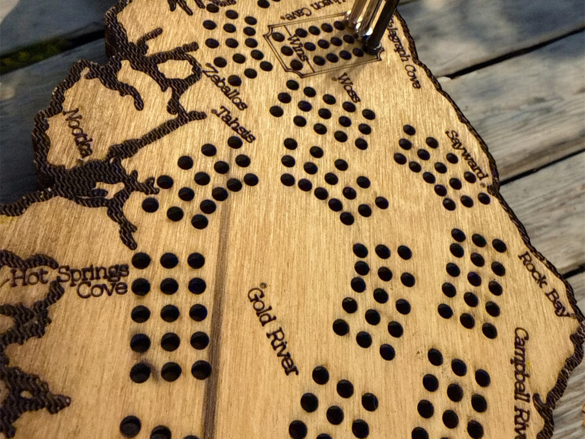 Vancouver Island Map Cribbage Board