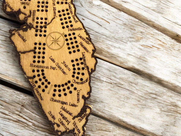 Vancouver Island Map Cribbage Board