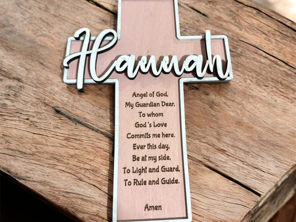 Personalized Wooden Cross with Name – Baptism, Birthday & Nursery Gift