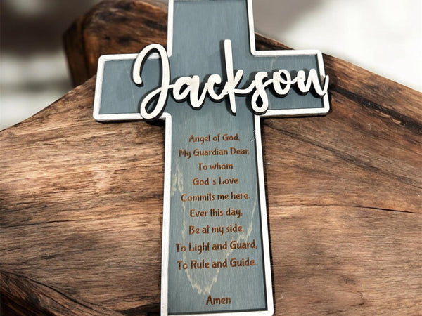 Personalized Wooden Cross with Name – Baptism, Birthday & Nursery Gift