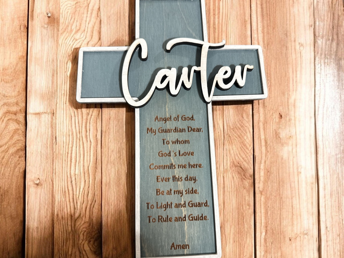 Personalized Wooden Cross with Name – Baptism, Birthday & Nursery Gift