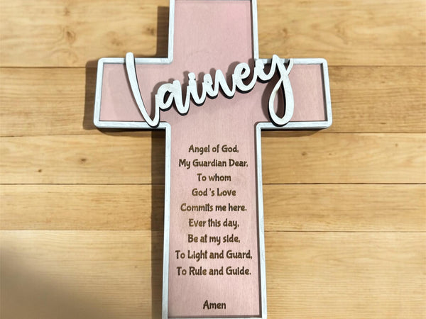 Personalized Wooden Cross with Name – Baptism, Birthday & Nursery Gift