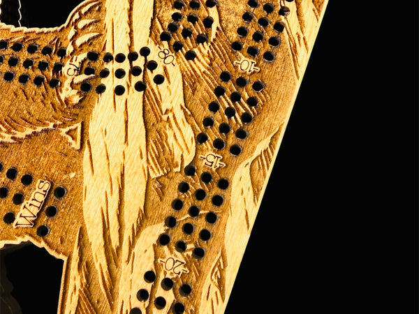 Grizzly Bear Cribbage Board-3 Player Track