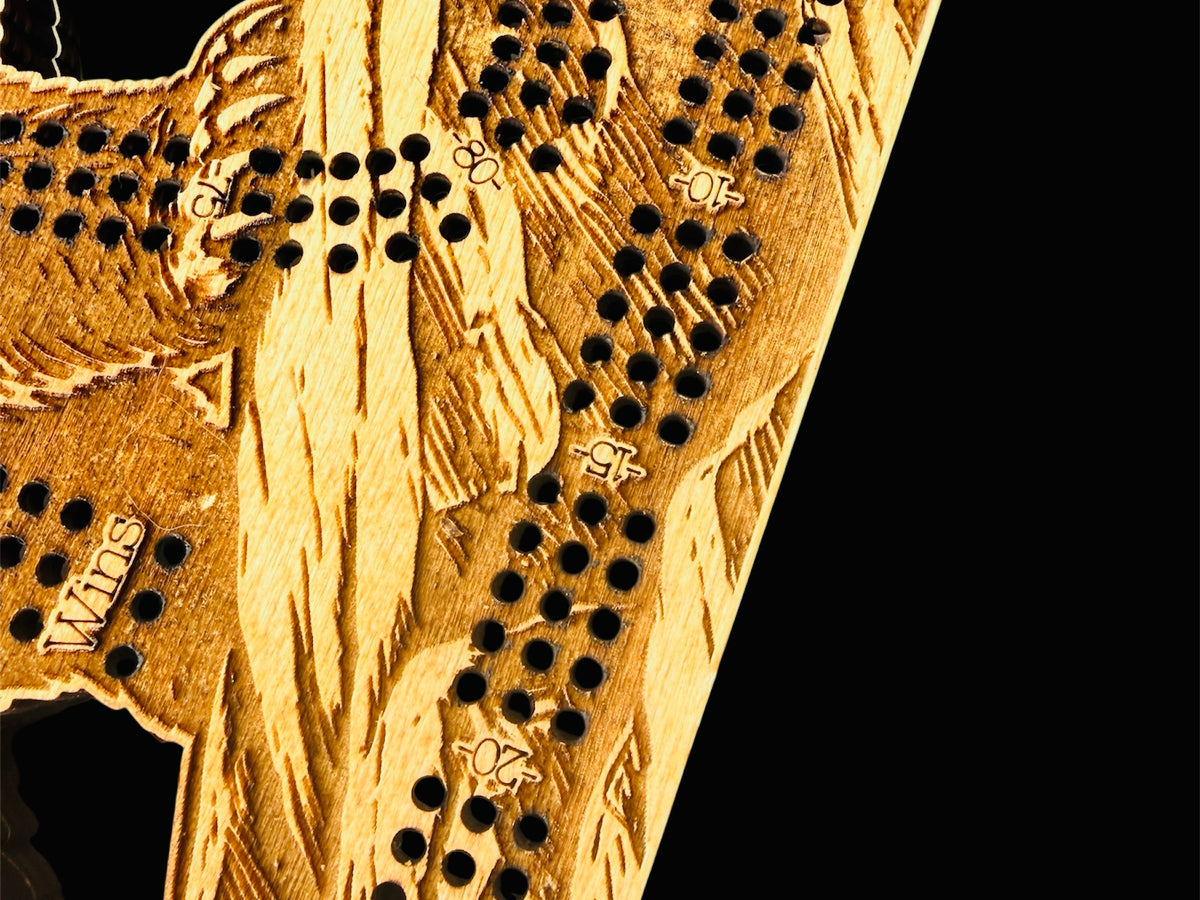 Grizzly Bear Cribbage Board-3 Player Track