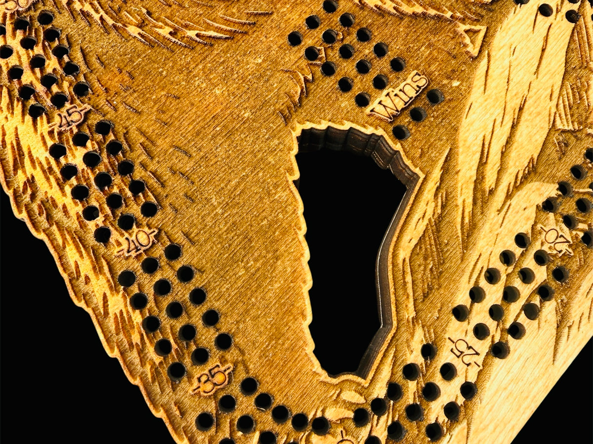 Grizzly Bear Cribbage Board-3 Player Track