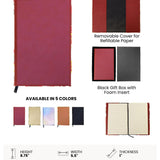 Laserette Notebook Journal with removable cover and black gift box on a white background