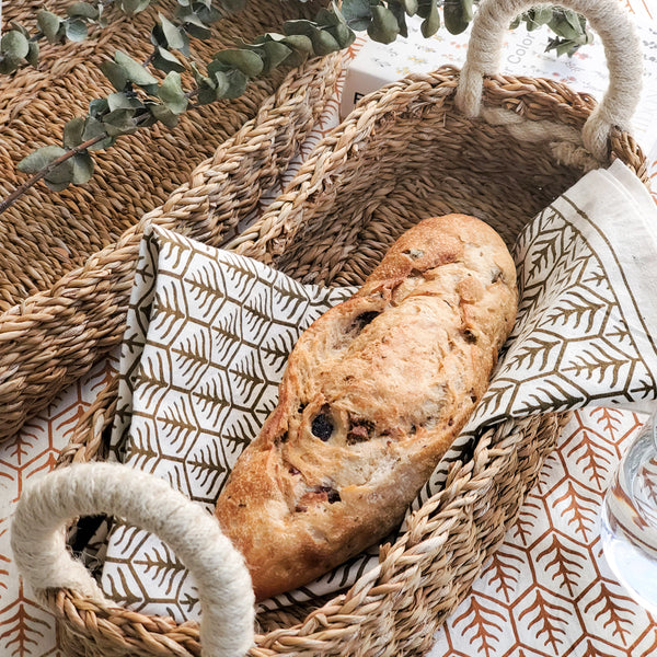 Savar Bread Basket with White Handle-2