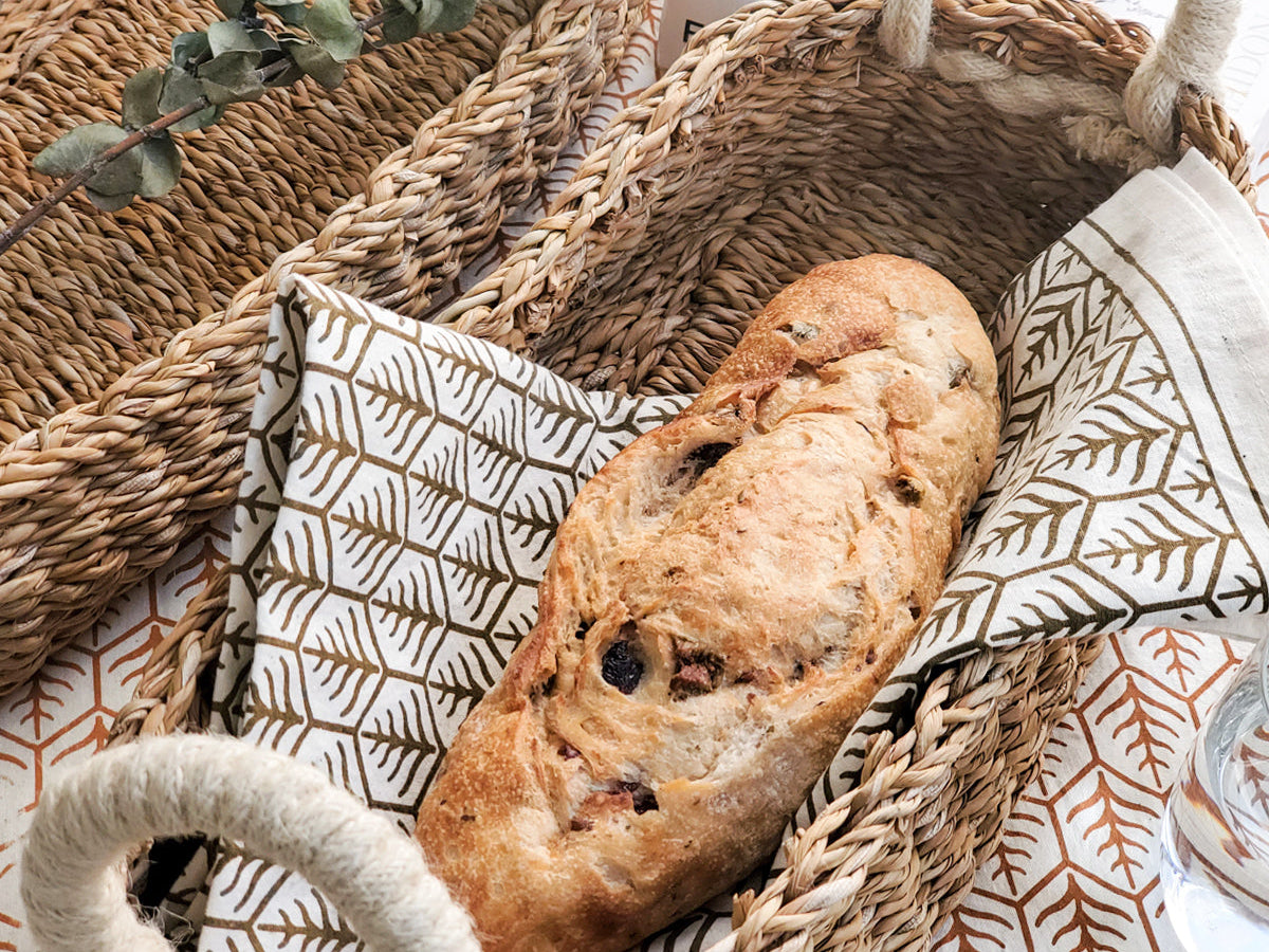 Savar Bread Basket with White Handle-2