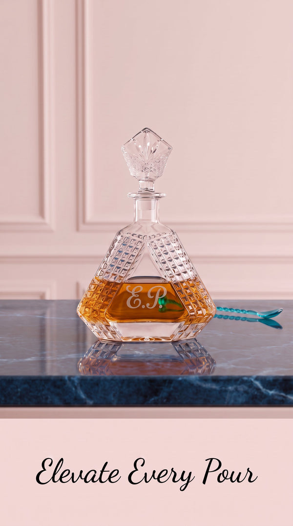Triangle Whiskey Decanter – Handcrafted Glass Gift Set