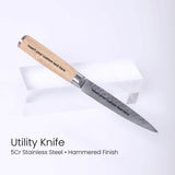 Utility knife with wooden handle on a white background