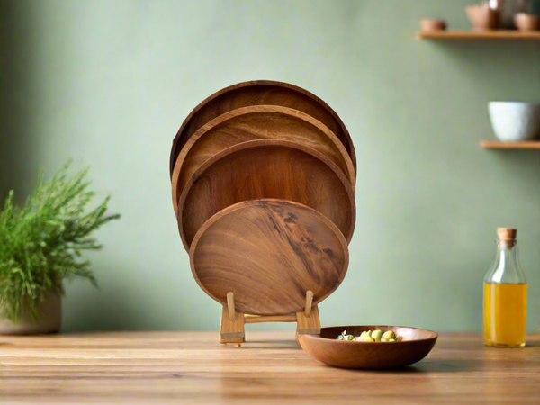 Acacia wood dinner  pate set