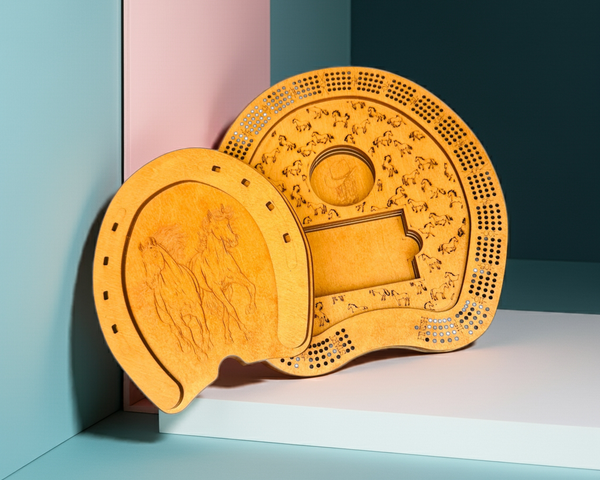 maple horse she cribbage board