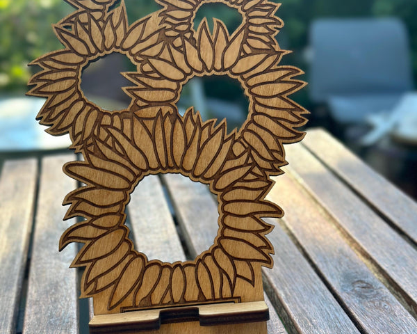 Wood Phone Stand and Home Decor - Laser-Cut, Custom Designs and Stain Options