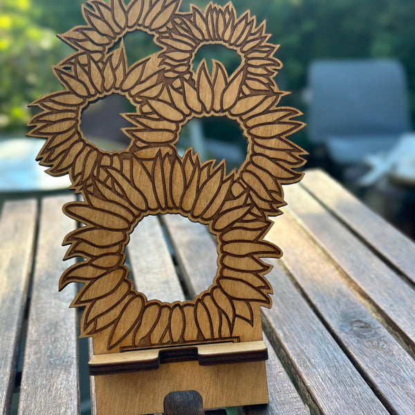 Wood Phone Stand and Home Decor - Laser-Cut, Custom Designs and Stain Options