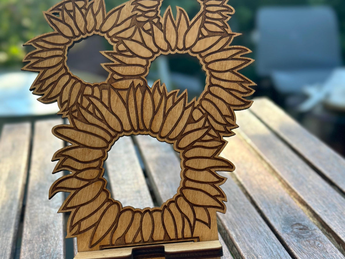 Wood Phone Stand and Home Decor - Laser-Cut, Custom Designs and Stain Options