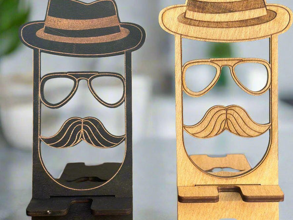 Wood Phone Stand and Home Decor - Laser-Cut, Custom Designs and Stain Options