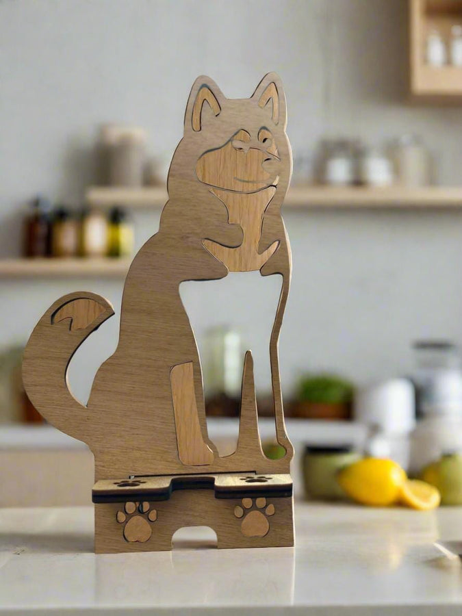 Wood Phone Stand and Home Decor - Laser-Cut, Custom Designs and Stain Options