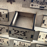 16-Inch Handcrafted Wooden Christmas Advent Calendar with 25 Drawers – Personalized & Eco-Friendly Holiday Decor