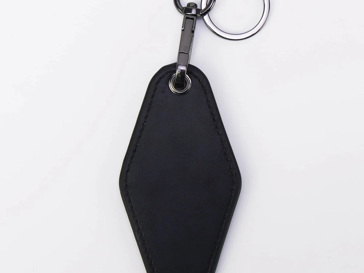 Personalized Leatherette Keychain – Retro Motel Style