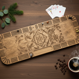 Large 4-Player Cribbage Board – Flat Lay Lifestyle Photo