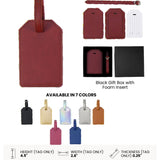 Laserette luggage tag with additional accessories and color options on a white background
