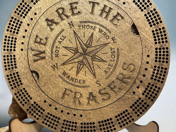 Customized Round Cribbage Board,10.75 in.,4  Player Board