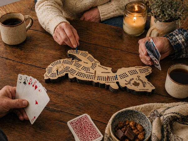 Nova Scotia Map Cribbage Board – 3 Player Wooden Crib Board with Engraved Cities