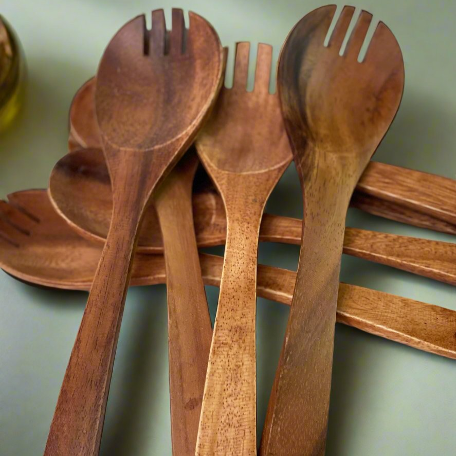 Acacia Wood Salad Server Set