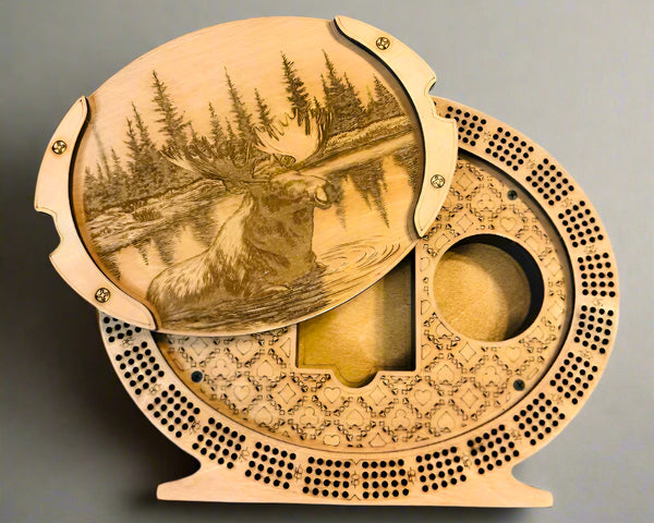 Personalized 4-Track Wooden Cribbage Board – Handcrafted, Custom Engraved & Stand-Up Display
