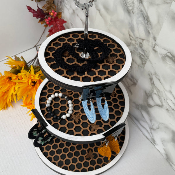 Honeycomb Three Tiered Tray Decor