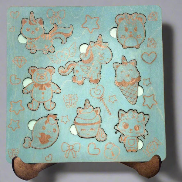 wood puzzle unicorn theme for girls