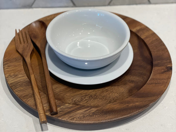 Set of 4 Acacia Wood Charger Plate