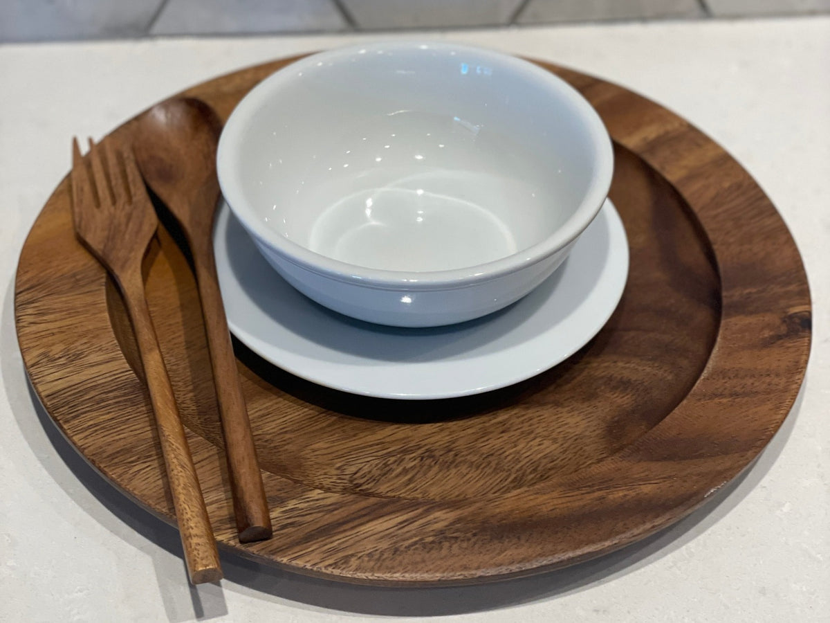 Set of 4 Acacia Wood Charger Plate