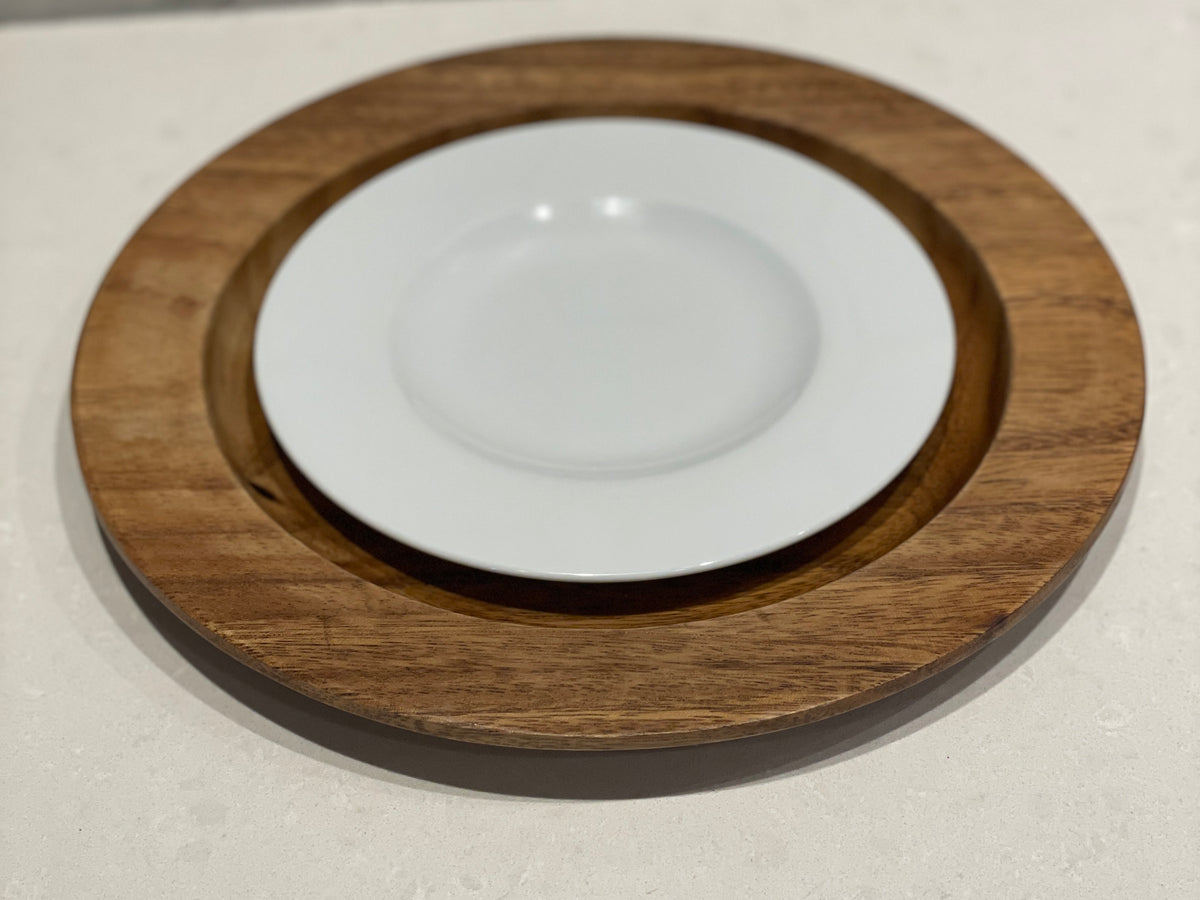Set of 4 Acacia Wood Charger Plate