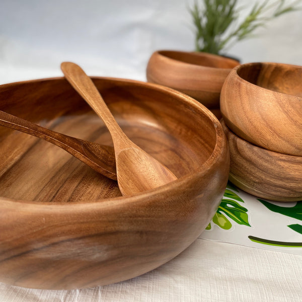 Salad / Serving Bowl, Acacia Wood, 7-Piece Set, 12, Calabash Collection