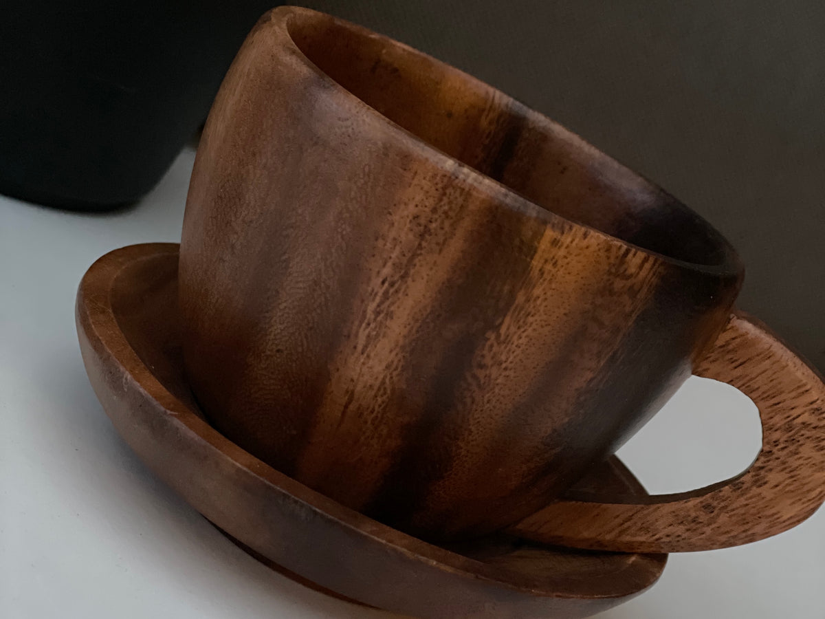Ensemble de tasses à café et à thé, ensemble de tasses à thé en bois d'acacia