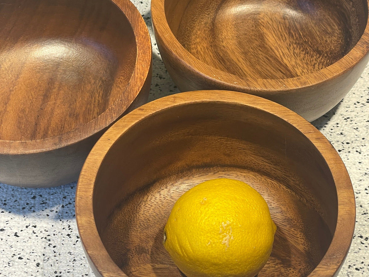 Set of  4 Acacia Wood  Personal Size Salad Bowl ( 6 in.x 3 in.)