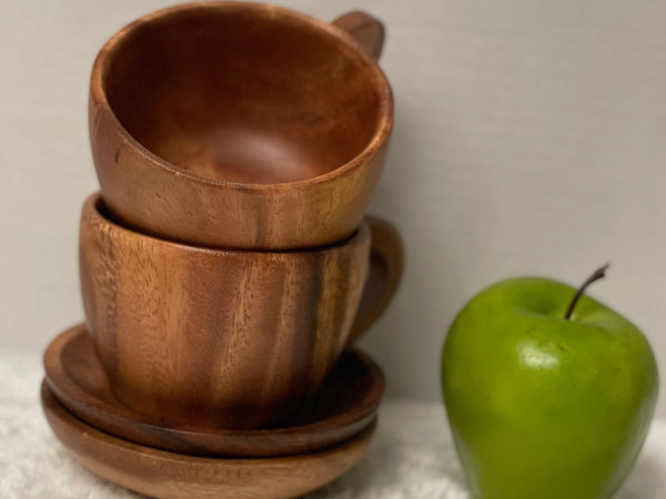Ensemble de tasses à café et à thé, ensemble de tasses à thé en bois d'acacia