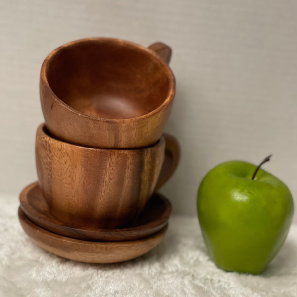 Coffee and Tea Cup Set,Acacia Wood Tea Cup Set