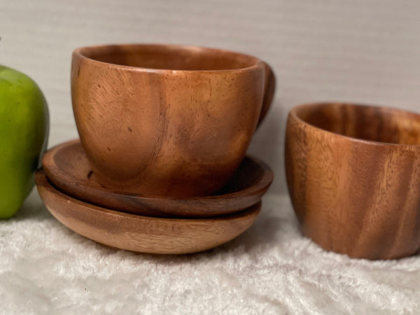 Ensemble de tasses à café et à thé, ensemble de tasses à thé en bois d'acacia