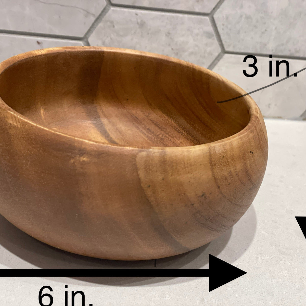 Set of 4 Acacia Wood  Calabash Salad Bowl ( 6 in.x 3 in.)