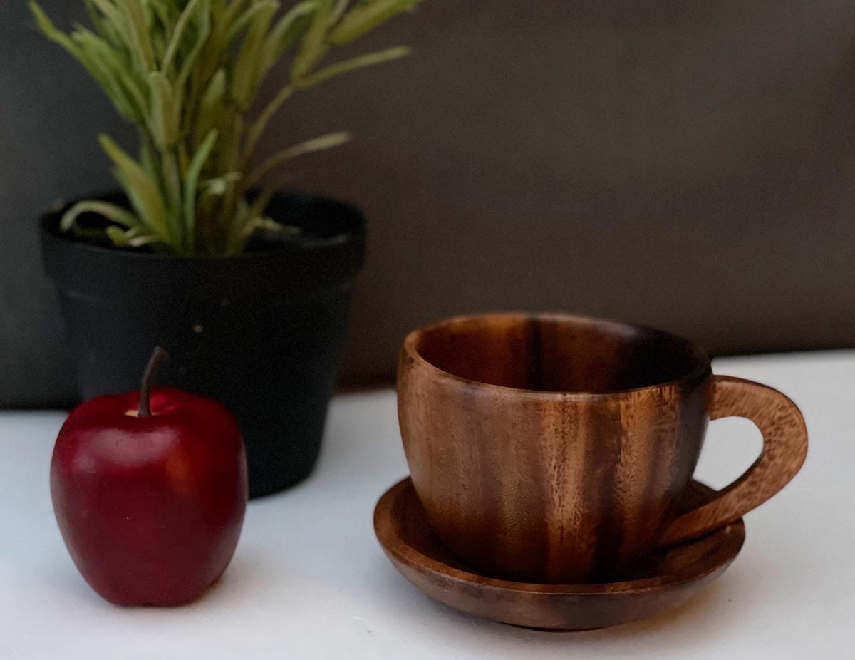 Coffee and Tea Cup Set,Acacia Wood Tea Cup Set