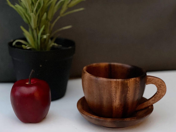 Ensemble de tasses à café et à thé, ensemble de tasses à thé en bois d'acacia